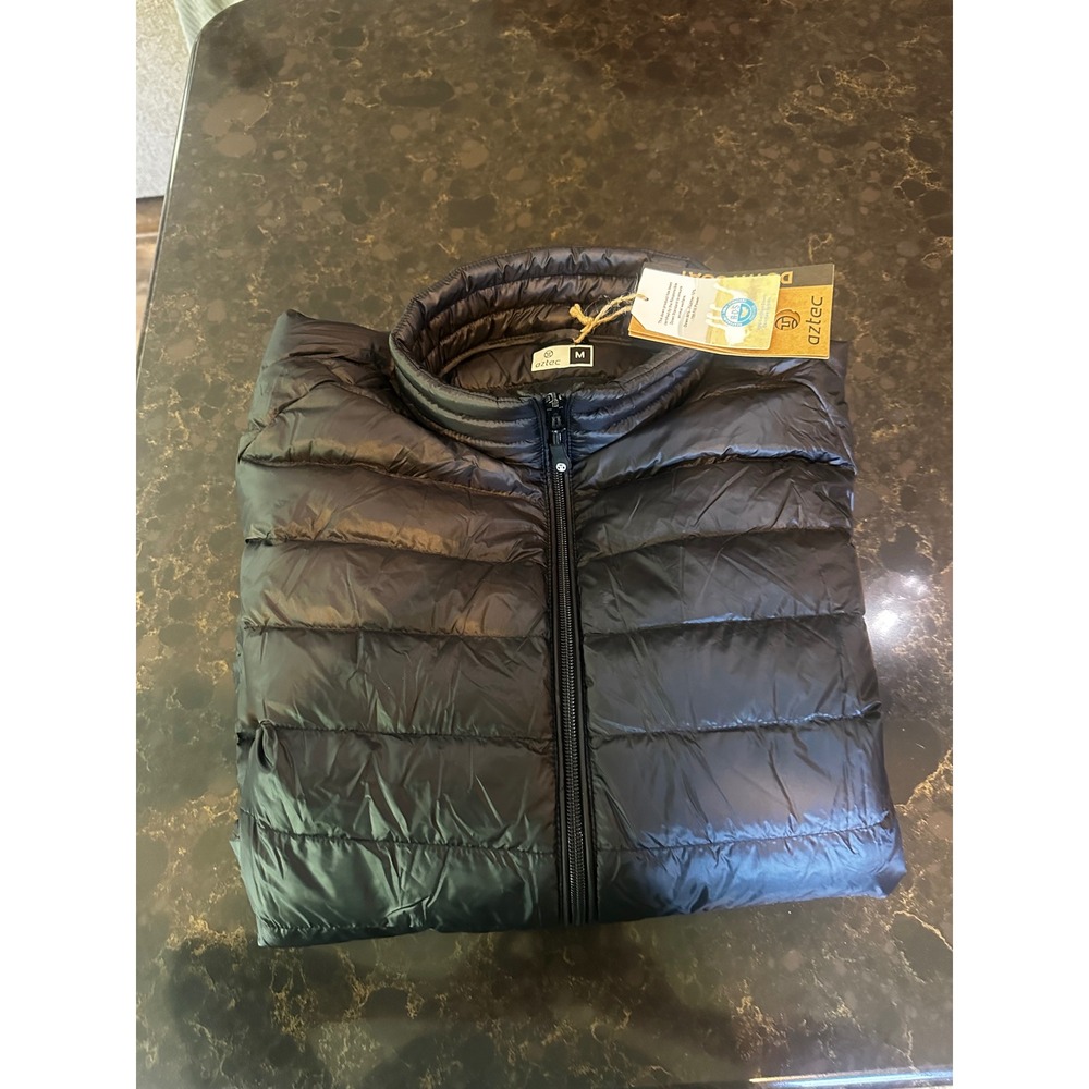 Aztec Downtown 90/10 Puffer Jacket Mens Medium Black 700 Fill Down Check Point